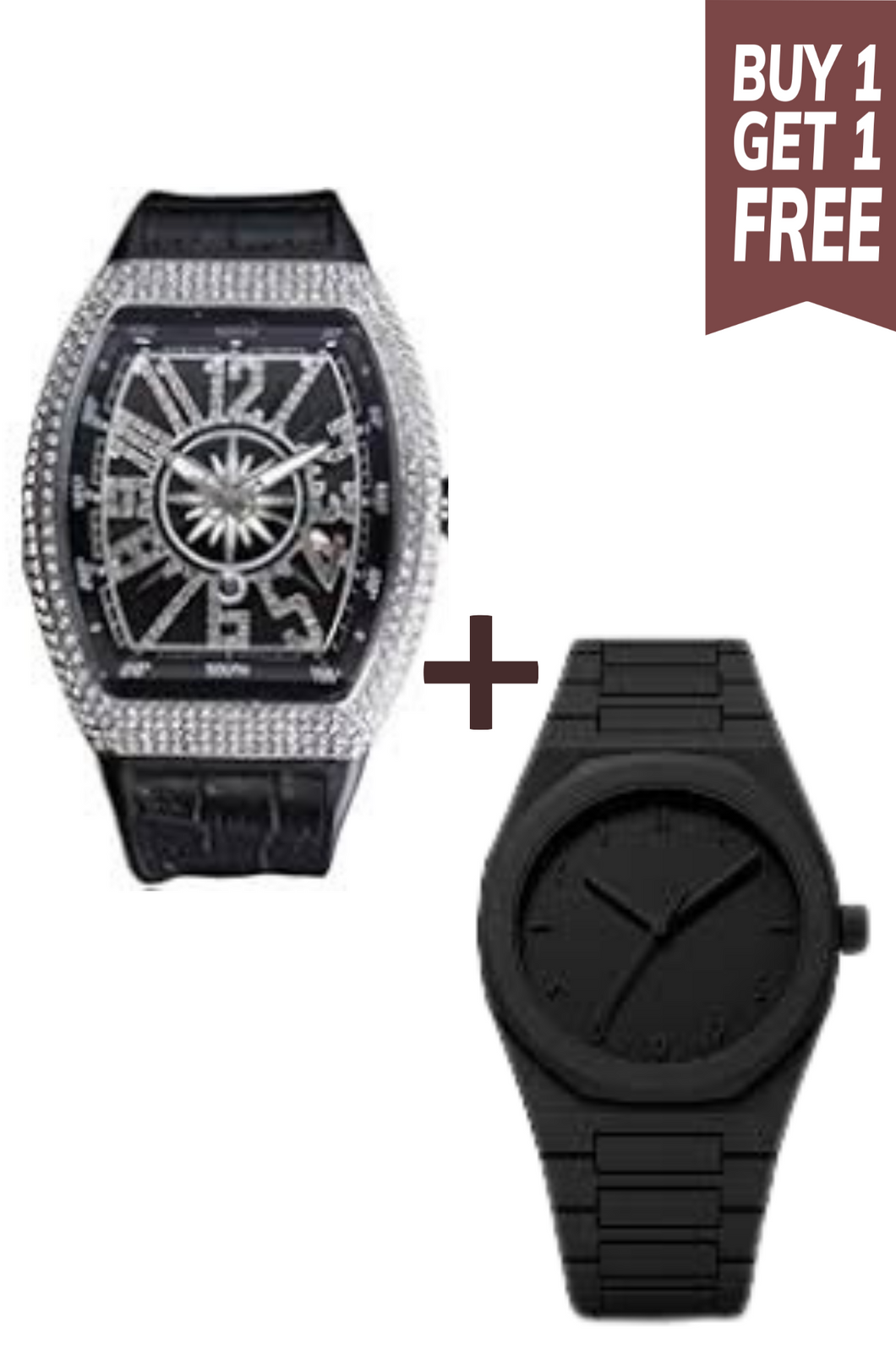 “Denvost Men’s Watch & Black Aura Carbon Combo”